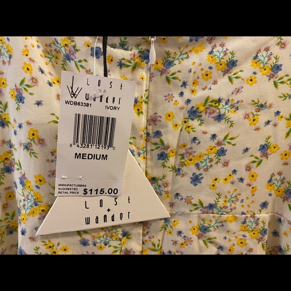 NWT Lost & Wander Tie Strap Marilyn Yellow Floral Midi Dress M - Picture 5 of 5